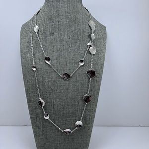 Melinda Maria Silver Toned Hammered Disc Necklace